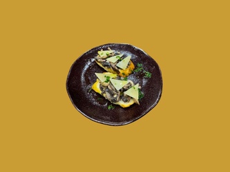 Bruscheta De Cogumelo Com Lasca De Parmesão  