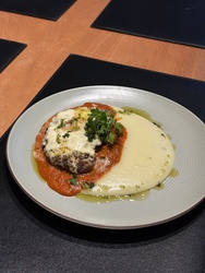 Parmegiana com purê de batata