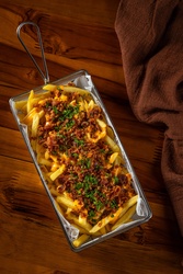 Batata frita cheddar e Bacon 