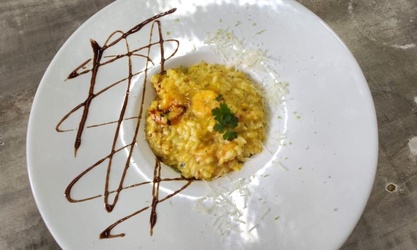 Risoto de Camarão Com Açafrão