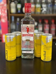1 Gin Beefeater + 5 Redbulls (Tradicional, Tropical, Melância) ou 4 Águas Tônicas 